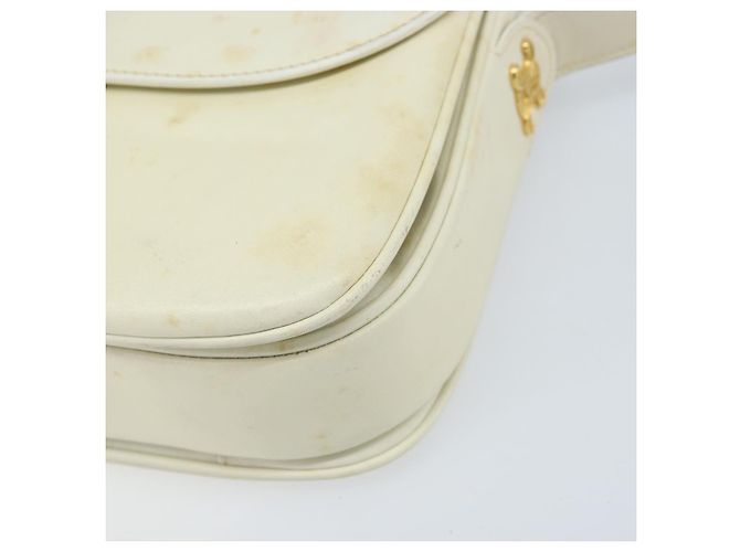Céline CELINE Macadam Canvas Schultertasche mit Pferdewagen-Motiv aus Leder in Weiß und Gold Auth 172964 Golden - Ansicht 9
