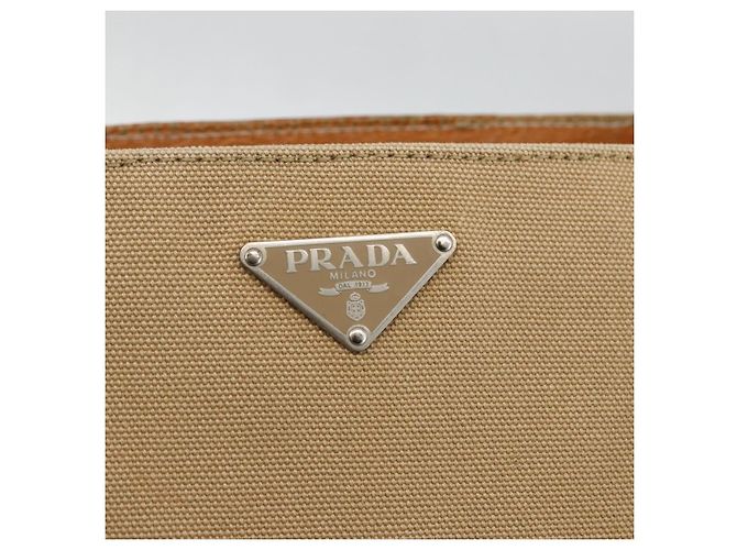 PRADA Handtasche aus Canvas Beige Silber Authentisch bs33611 - Ansicht 17