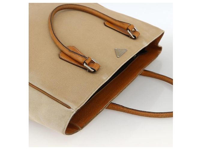PRADA Handtasche aus Canvas Beige Silber Authentisch bs33611 - Ansicht 6
