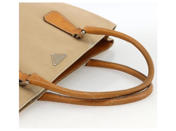 PRADA Handtasche aus Canvas Beige Silber Authentisch bs33611 - Ansicht 7