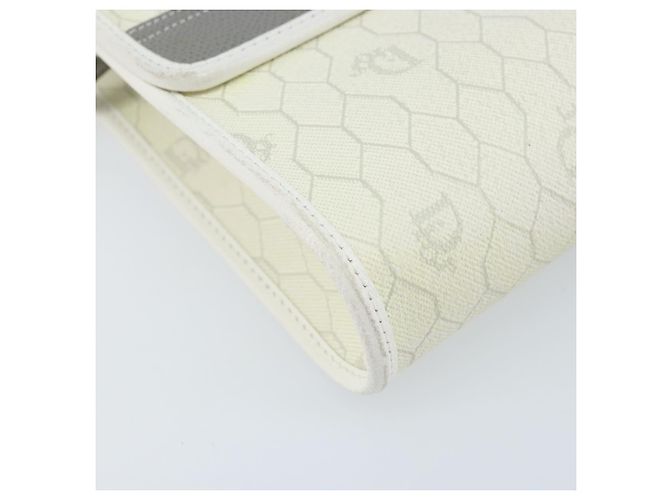 Christian Dior Borsa a Spalla in Tela Honeycomb PVC Bianco Oro Auth ARZ226 D'oro - vista 14