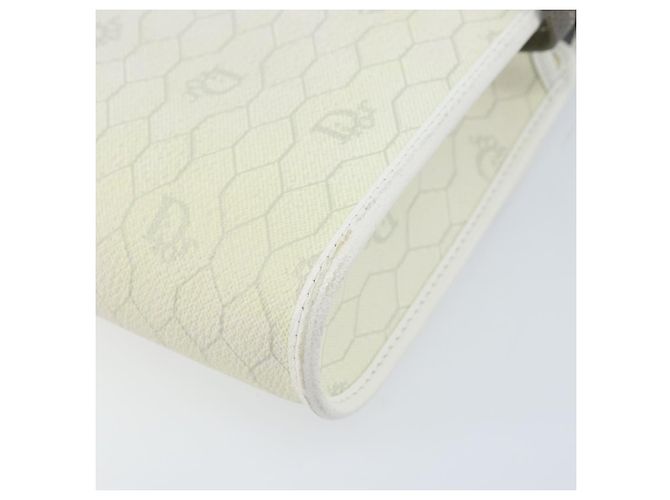 Christian Dior Borsa a Spalla in Tela Honeycomb PVC Bianco Oro Auth ARZ226 D'oro - vista 15