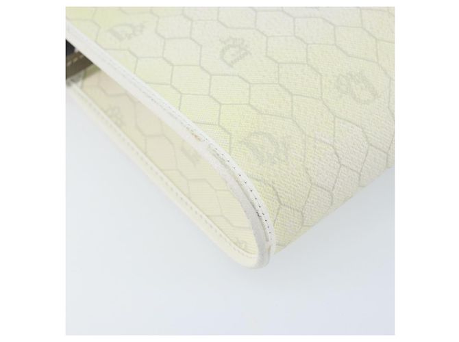 Christian Dior Borsa a Spalla in Tela Honeycomb PVC Bianco Oro Auth ARZ226 D'oro - vista 16