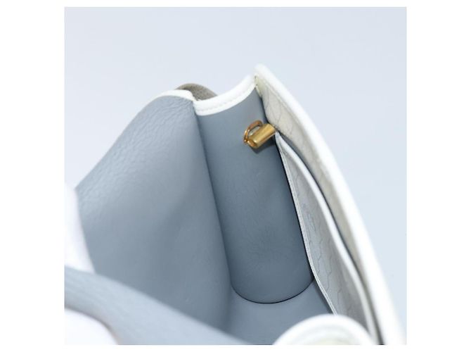 Christian Dior Borsa a Spalla in Tela Honeycomb PVC Bianco Oro Auth ARZ226 D'oro - vista 19