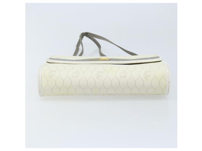 Christian Dior Borsa a Spalla in Tela Honeycomb PVC Bianco Oro Auth ARZ226 D'oro - vista 5