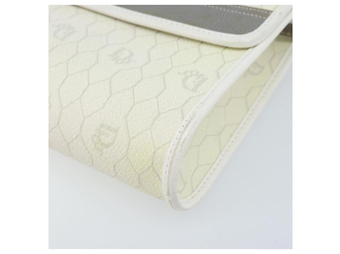 Christian Dior Borsa a Spalla in Tela Honeycomb PVC Bianco Oro Auth ARZ226 D'oro - vista 9