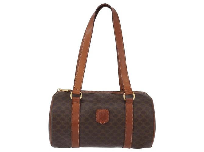 Céline Borsa a mano in tela Macadam CELINE in pelle PVC marrone e oro Auth mr2020 D'oro - vista 13