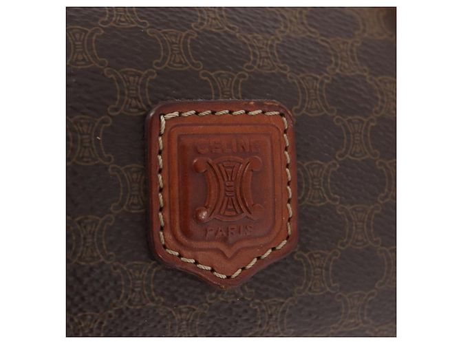 Céline Borsa a mano in tela Macadam CELINE in pelle PVC marrone e oro Auth mr2020 D'oro - vista 18