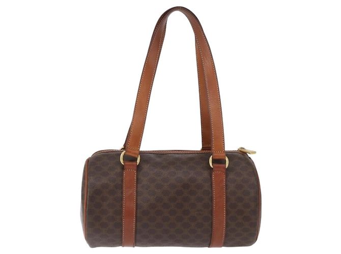 Céline Borsa a mano in tela Macadam CELINE in pelle PVC marrone e oro Auth mr2020 D'oro - vista 2