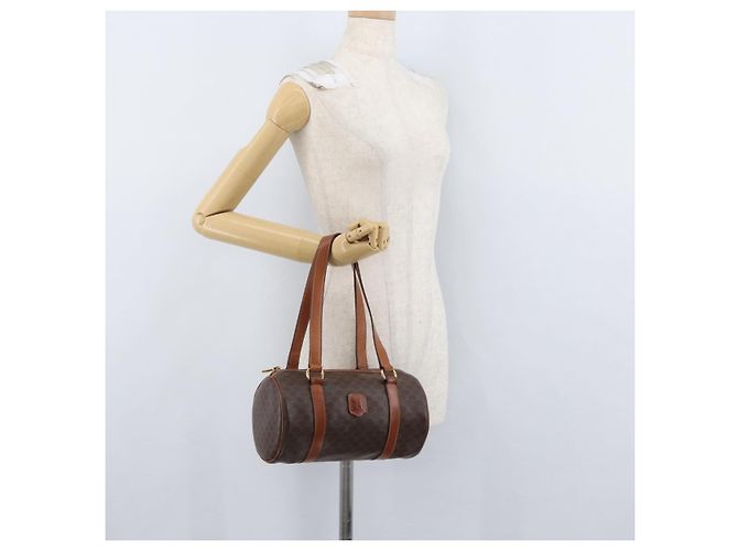 Céline Borsa a mano in tela Macadam CELINE in pelle PVC marrone e oro Auth mr2020 D'oro - vista 23