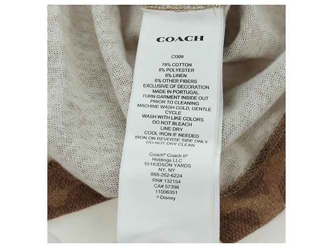 Camiseta de manga corta de algodón Coach COACH ~ Disney Signature Marrón Auth 166925M Castaño - vista 11