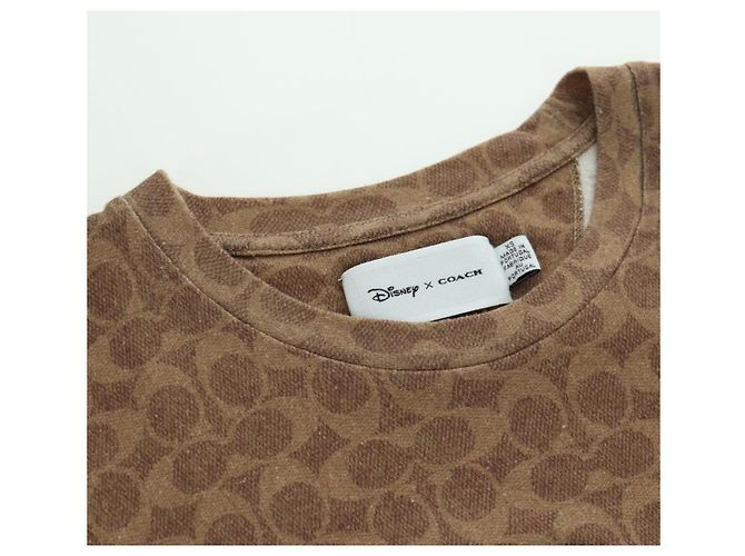 Camiseta de manga corta de algodón Coach COACH ~ Disney Signature Marrón Auth 166925M Castaño - vista 3
