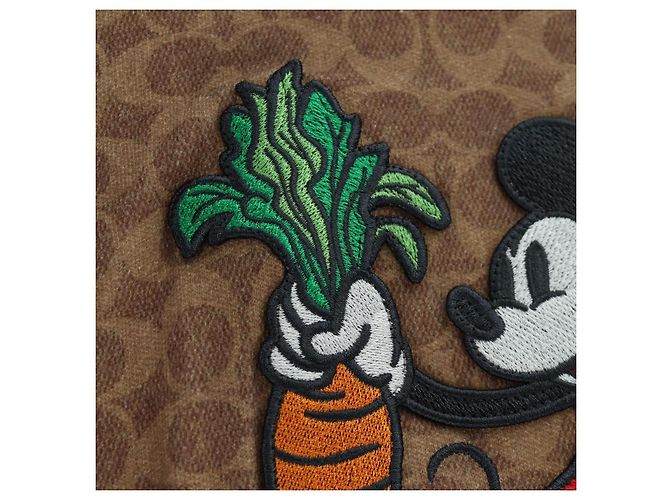 Camiseta de manga corta de algodón Coach COACH ~ Disney Signature Marrón Auth 166925M Castaño - vista 4