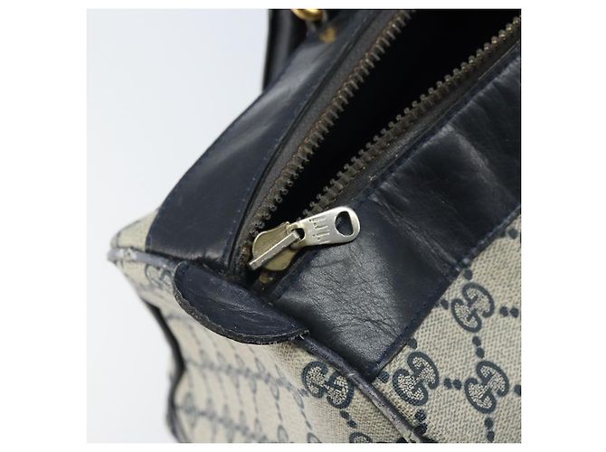 Borsa Boston in PVC GG Supreme Sherry Line di GUCCI, Blu Navy e Oro Auth LNZ314 D'oro - vista 10