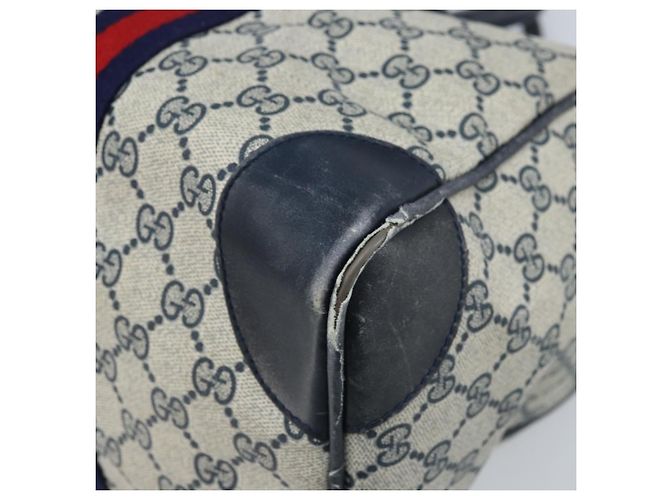 Borsa Boston in PVC GG Supreme Sherry Line di GUCCI, Blu Navy e Oro Auth LNZ314 D'oro - vista 17