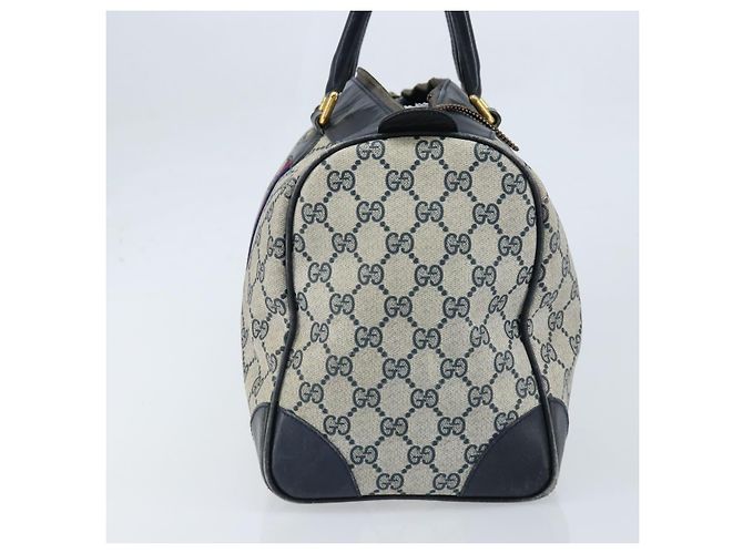 Borsa Boston in PVC GG Supreme Sherry Line di GUCCI, Blu Navy e Oro Auth LNZ314 D'oro - vista 3