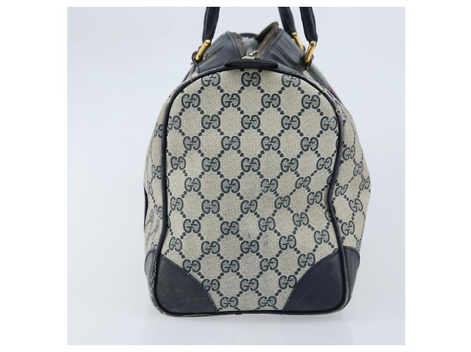 Borsa Boston in PVC GG Supreme Sherry Line di GUCCI, Blu Navy e Oro Auth LNZ314 D'oro - vista 4