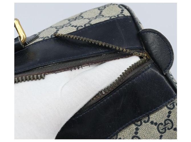 Borsa Boston in PVC GG Supreme Sherry Line di GUCCI, Blu Navy e Oro Auth LNZ314 D'oro - vista 7