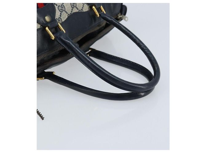 Borsa Boston in PVC GG Supreme Sherry Line di GUCCI, Blu Navy e Oro Auth LNZ314 D'oro - vista 8