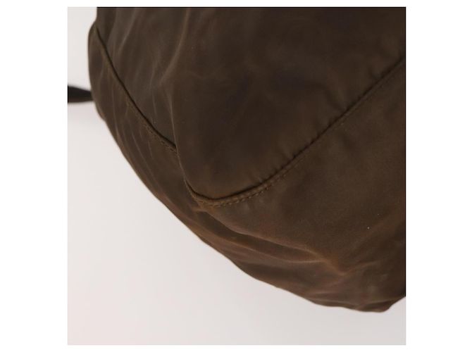 Zaino PRADA in nylon marrone e oro Auth bs33338 D'oro - vista 17