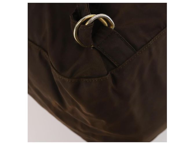 Zaino PRADA in nylon marrone e oro Auth bs33338 D'oro - vista 19