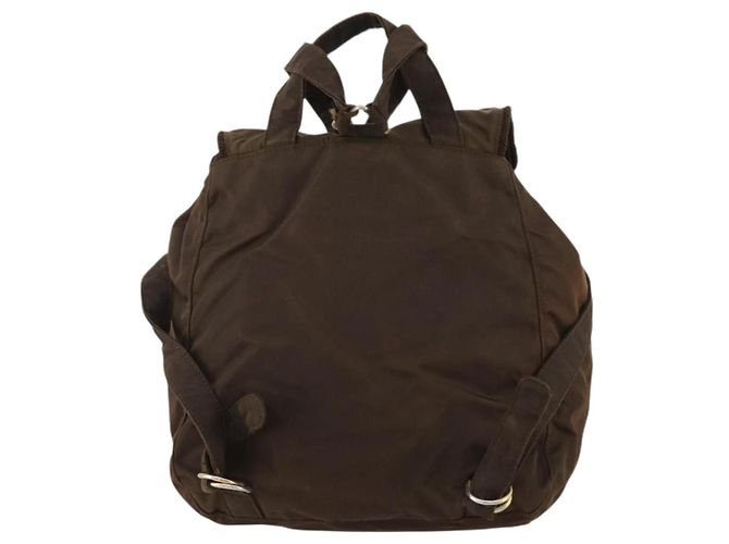 Zaino PRADA in nylon marrone e oro Auth bs33338 D'oro - vista 2