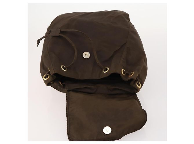 Zaino PRADA in nylon marrone e oro Auth bs33338 D'oro - vista 22