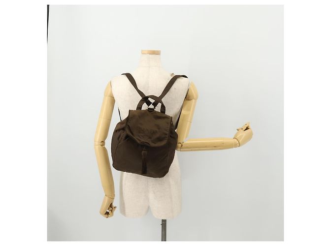 Zaino PRADA in nylon marrone e oro Auth bs33338 D'oro - vista 28