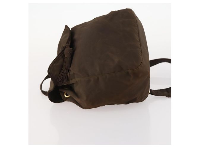 Zaino PRADA in nylon marrone e oro Auth bs33338 D'oro - vista 4