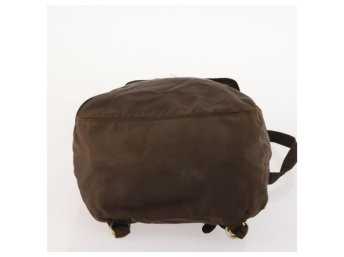 Zaino PRADA in nylon marrone e oro Auth bs33338 D'oro - vista 5