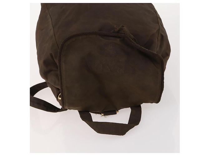 Zaino PRADA in nylon marrone e oro Auth bs33338 D'oro - vista 6