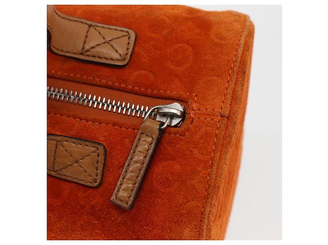 Céline CELINE C Macadam Canvas Boston Tasche aus Wildleder Orange Silber Authentisch gh1851 - Ansicht 10