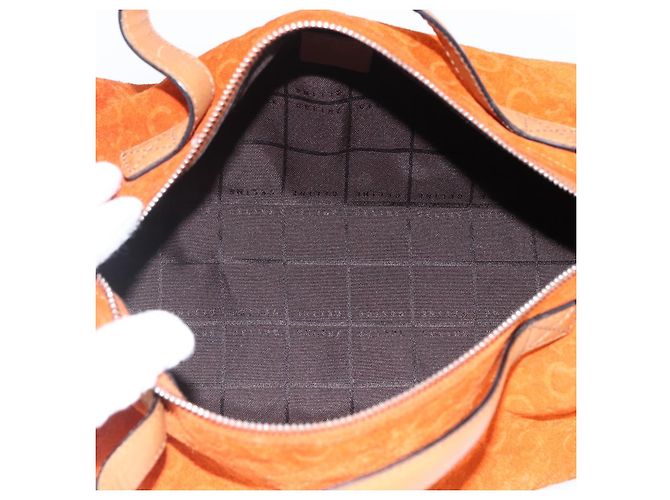 Céline CELINE C Macadam Canvas Boston Tasche aus Wildleder Orange Silber Authentisch gh1851 - Ansicht 11