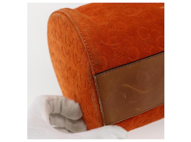 Céline CELINE C Macadam Canvas Boston Tasche aus Wildleder Orange Silber Authentisch gh1851 - Ansicht 14