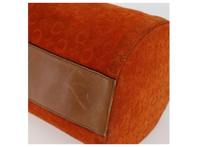 Céline CELINE C Macadam Canvas Boston Tasche aus Wildleder Orange Silber Authentisch gh1851 - Ansicht 15