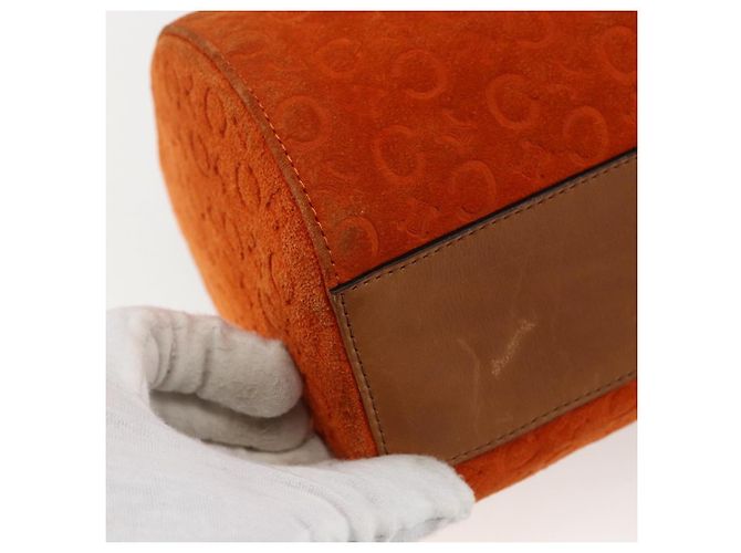Céline CELINE C Macadam Canvas Boston Tasche aus Wildleder Orange Silber Authentisch gh1851 - Ansicht 16