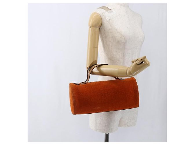 Céline CELINE C Macadam Canvas Boston Tasche aus Wildleder Orange Silber Authentisch gh1851 - Ansicht 22