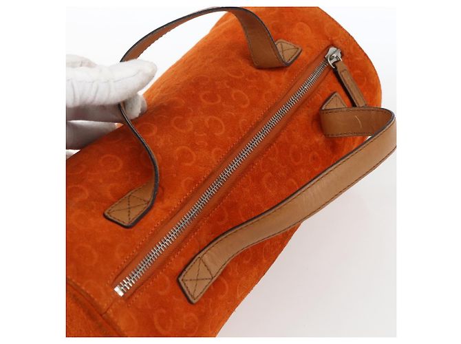 Céline CELINE C Macadam Canvas Boston Tasche aus Wildleder Orange Silber Authentisch gh1851 - Ansicht 6