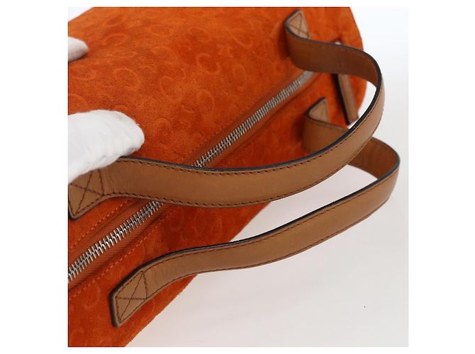 Céline CELINE C Macadam Canvas Boston Tasche aus Wildleder Orange Silber Authentisch gh1851 - Ansicht 7