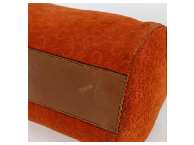Céline CELINE C Macadam Canvas Boston Tasche aus Wildleder Orange Silber Authentisch gh1851 - Ansicht 9