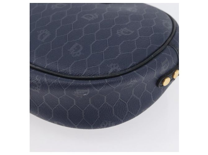 Christian Dior Borsa a Spalla in Tela Honeycomb PVC Blu Navy Oro Auth BA11145 D'oro - vista 16
