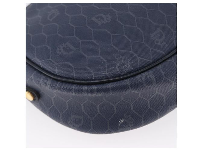 Christian Dior Borsa a Spalla in Tela Honeycomb PVC Blu Navy Oro Auth BA11145 D'oro - vista 17