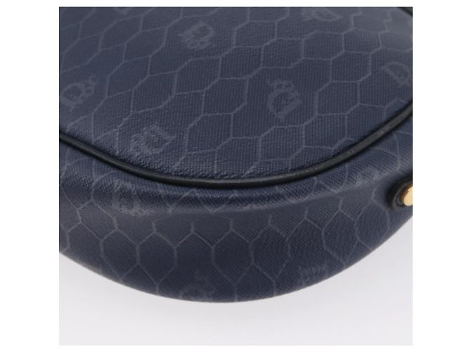 Christian Dior Borsa a Spalla in Tela Honeycomb PVC Blu Navy Oro Auth BA11145 D'oro - vista 18