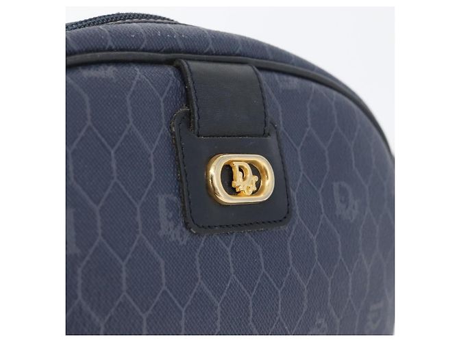Christian Dior Borsa a Spalla in Tela Honeycomb PVC Blu Navy Oro Auth BA11145 D'oro - vista 19