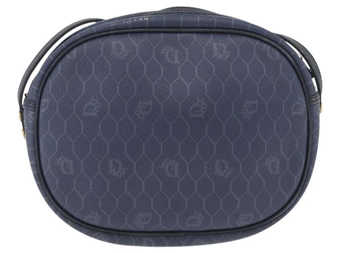 Christian Dior Borsa a Spalla in Tela Honeycomb PVC Blu Navy Oro Auth BA11145 D'oro - vista 2