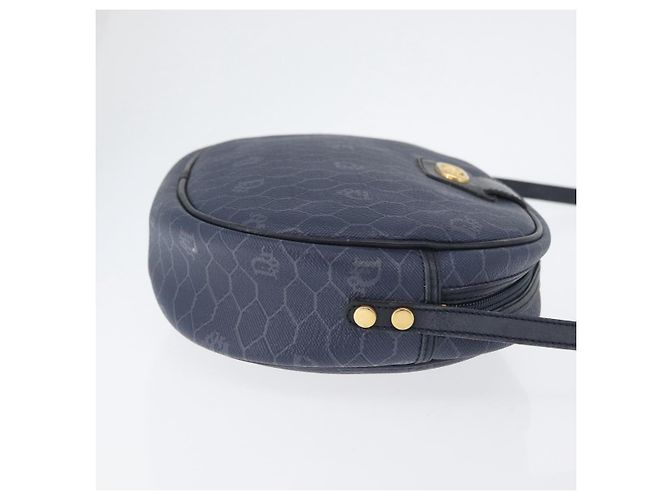 Christian Dior Borsa a Spalla in Tela Honeycomb PVC Blu Navy Oro Auth BA11145 D'oro - vista 3