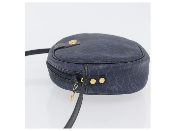 Christian Dior Borsa a Spalla in Tela Honeycomb PVC Blu Navy Oro Auth BA11145 D'oro - vista 4