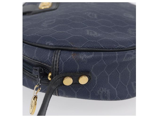Christian Dior Borsa a Spalla in Tela Honeycomb PVC Blu Navy Oro Auth BA11145 D'oro - vista 5