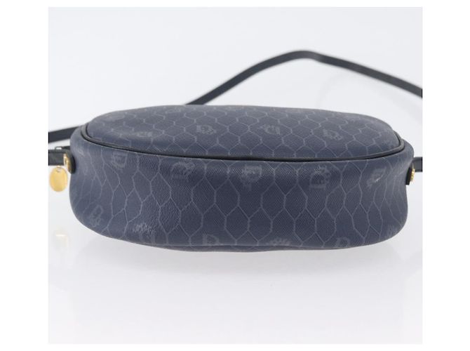 Christian Dior Borsa a Spalla in Tela Honeycomb PVC Blu Navy Oro Auth BA11145 D'oro - vista 6
