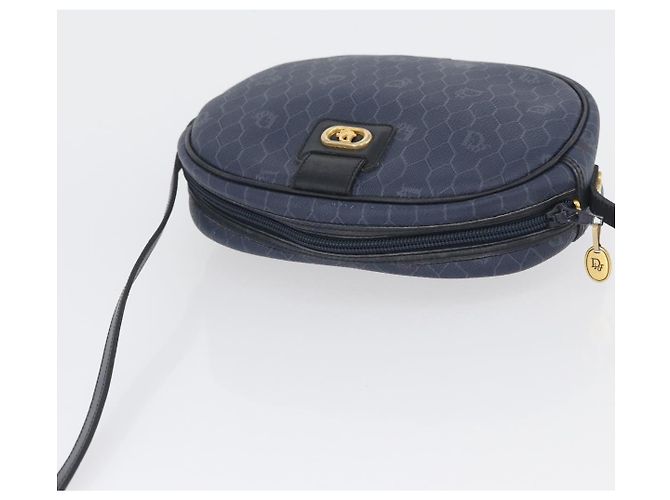 Christian Dior Borsa a Spalla in Tela Honeycomb PVC Blu Navy Oro Auth BA11145 D'oro - vista 7